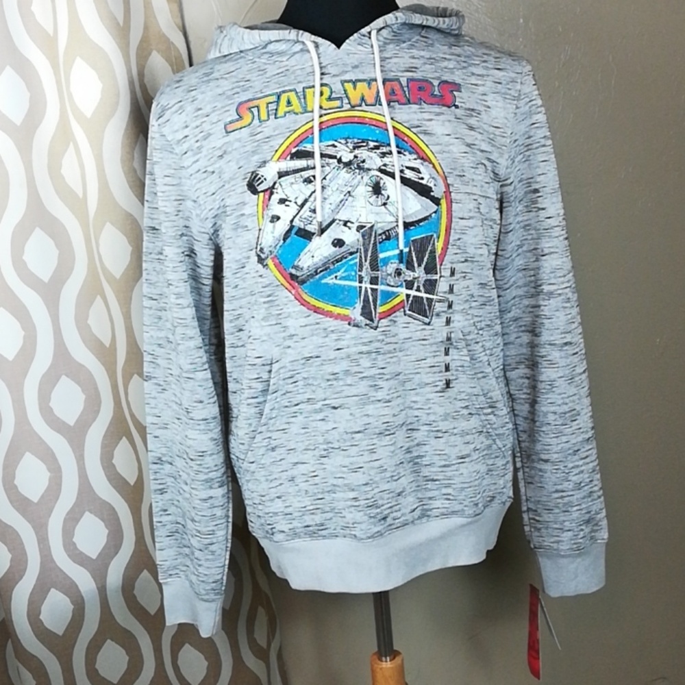 Star Wars Sz M Gray fleece lined hoodie